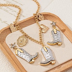 Cowboy Boots Zinc Alloy Earrings & Necklaces Sets for Women&nbsp;FS-WGC30FE-01