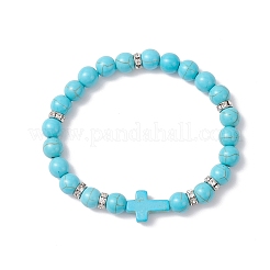 Synthetic Turquoise Beaded Stretch Bracelets for Women&nbsp;BJEW-JB12288-03