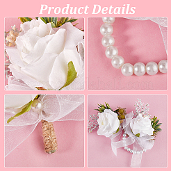 2Pcs 2 Style Silk Cloth Imitation Flower Boutonniere & Wrist Corsage&nbsp;AJEW-CP0005-81