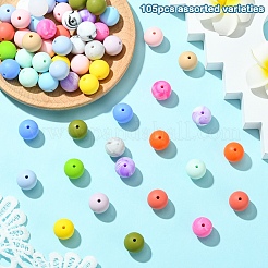 105Pcs 20 Styles Round Silicone Focal Beads&nbsp;SIL-YW0001-61
