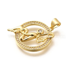 Rack Plating Brass Micro Pave Cubic Zirconia Pendants&nbsp;KK-L226-017G