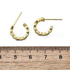 Brass Micro Pave Cubic Zirconia C-Shape Stud Earrings for Women&nbsp;EJEW-F363-01G