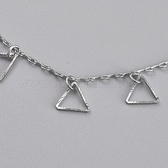 Brass Textured Triangle Charm Anklets&nbsp;X-AJEW-B005-23P