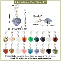 18Pcs 18 Style Gemstone Pendant Decorations&nbsp;PALLOY-PH0004-40