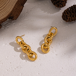 304 Stainless Steel Oval Chain Tassel Stud Earrings&nbsp;NM9874