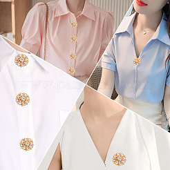 8Pcs Flower Brass & Glass Rhinestone Cufflinks&nbsp;FIND-CY0002-40