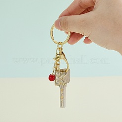 Brass Micro Pave Clear Cubic Zirconia Letter Pendant Keychain&nbsp;KEYC-SW00015-K