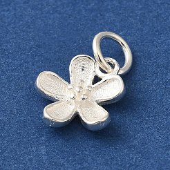 925 Sterling Silver 5-Petal Flower Charms with Jump Rings&nbsp;FIND-U013-02S-01