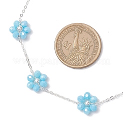 Flower Glass Bracelets & Necklaces Sets for Women&nbsp;SJEW-JS01319
