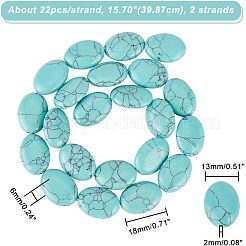 2 Strands Flat Oval Synthetic Turquoise Stone Beads Strands&nbsp;TURQ-NB0001-10