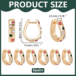 6 Pairs Zinc Alloy Rhinestone Oval Hoop Earrings&nbsp;EJEW-WR0001-010G