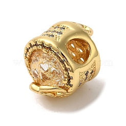 Flower Rack Plating Brass Micro Pave Cubic Zirconia European Beads&nbsp;KK-G511-04A-G