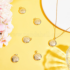 6Pcs Brass Locket Pendants&nbsp;KK-BBC0015-48