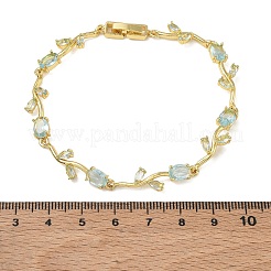 Brass Glass Flower Link Chain Bracelets&nbsp;KK-CBA7DFA-01G-08