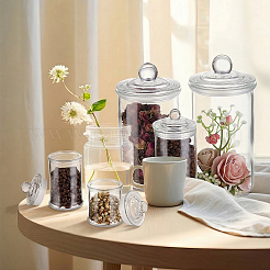 Column Glass Storage Jar with Lid&nbsp;AJEW-WA0004-78
