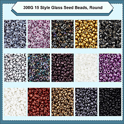 300G 15 Style Glass Seed Beads&nbsp;SEED-NB0001-38