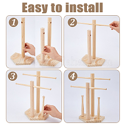 Baseball Wooden Jewelry Ring Display Tower Stands&nbsp;ODIS-WH0086-223B