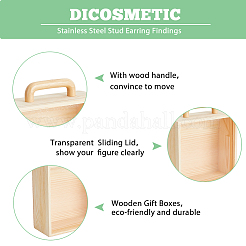 Transparent Acrylic Sliding Lid Wooden Gift Boxes with Handle&nbsp;CON-WH0078-28