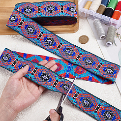 Hexagon Pattern Vintage Jacquard Polyester Ribbon&nbsp;OCOR-WH0107-12A