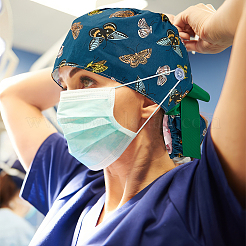 2Pcs 2 Colors Cute Cartoon Adjustable Cotton Surgical Cap&nbsp;AJEW-OC0014-18B