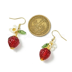 Strawberry Glass Dangle Earrings&nbsp;EJEW-JE06252