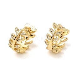 Leaf Brass Micro Pave Cubic Zirconia Hoop Earrings for Women&nbsp;CU-CBAE7DF-41G
