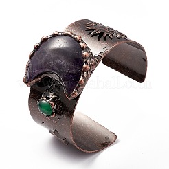 Natural Amethyst Open Cuff Bangles&nbsp;BJEW-A130-02