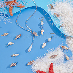 100Pcs 10 Styles Natural Shell Pendants&nbsp;PALLOY-AB00159