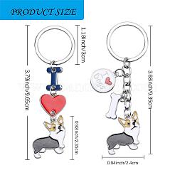 WEWAYSMILE 2 pcs Dog Keychain Car Keychain Pet Pendant Key-Ring Lovely Dog Key-ring Portable Metal Keychain Gift for Pet Lover Birthday Puppy Theme Party Supplies (Brownish Corgi)&nbsp;JX792A