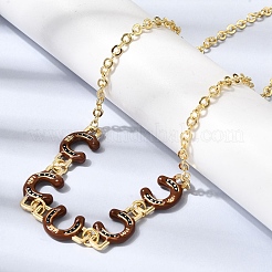 Brass Enamel Pendant Necklaces&nbsp;NJEW-B157-07G-03