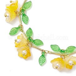 Flower Glass & Acrylic Charm Bracelets&nbsp;BJEW-JB10443-05