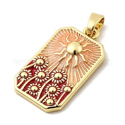 Rectangle with Sun Brass Pendants&nbsp;KK-C134-35G