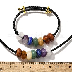 Rondelle Chakra Natural Gemstone Beads Bracelets & Necklaces Sets&nbsp;G-P561-01G-01