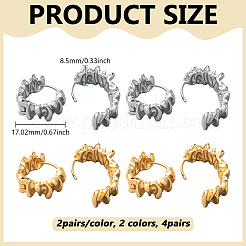 4 Pairs 2 Colors Brass Hoop Earrings&nbsp;EJEW-GO0003-26