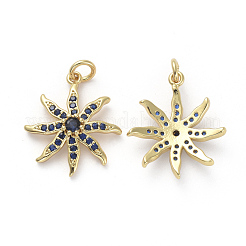 Brass Micro Pave Blue Cubic Zirconia Pendants&nbsp;KK-I658-57B