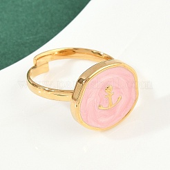 304 Stainless Steel Enamel Open Cuff Rings for Women&nbsp;RJEW-K301-06C