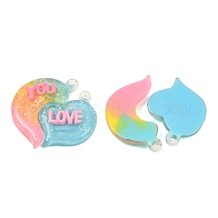 2Pcs Gradient Color Translucent Resin Pendants&nbsp;RESI-XCP0002-41B