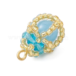 Luminous Handmade Glass Seed Beaded Teardrop Pendants&nbsp;PALLOY-MZ00962-05
