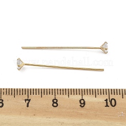 Brass Micro Pave Clear Cubic Zirconia Head Pins&nbsp;KK-M306-09G-03