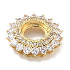 Rack Plating Brass Micro Pave Clear Cubic Zirconia Cabochon Connector Setttings&nbsp;KK-L224-027G-02