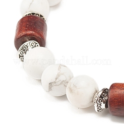 Natural Howlite Beaded Stretch Bracelet for Women or Men&nbsp;BJEW-JB07732-03