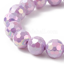 Macaron Color Faceted Acrylic Round Beaded Necklaces&nbsp;BJEW-JB09196