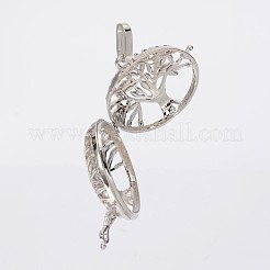 Filigree Flat Round Brass Cage Pendants&nbsp;LS-KK-K115-08P-NR