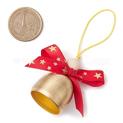 Christmas Bell Brass & Wood Pendant Decorations&nbsp;HJEW-TA00315