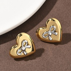 Two Tone 304 Stainless Steel Stud Earrings&nbsp;EJEW-B156-15G