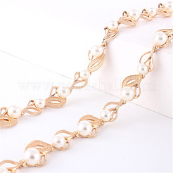Leaf Alloy & Plastic Pearl Link Chain Waist Belly Chains for Women&nbsp;FS-WGE56DF-01