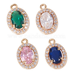 4Pcs 4 Colors Brass Micro Pave Cubic Zirconia Pendants&nbsp;KK-TA0002-58