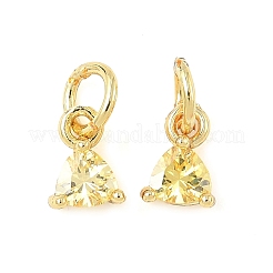 Brass Micro Pave Cubic Zirconia Pendants&nbsp;KK-I355-14G
