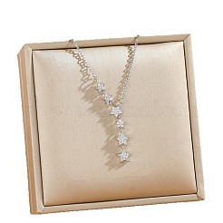 Brass Micro Pave Clear Cubic Zirconia Star Pendant 304 Stainless Steel Cable Chain Necklaces for Women&nbsp;WGC0A86-02