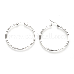 Tarnish Resistant 201 Stainless Steel Hoop Earrings&nbsp;LS-MAK-R018-40mm-S